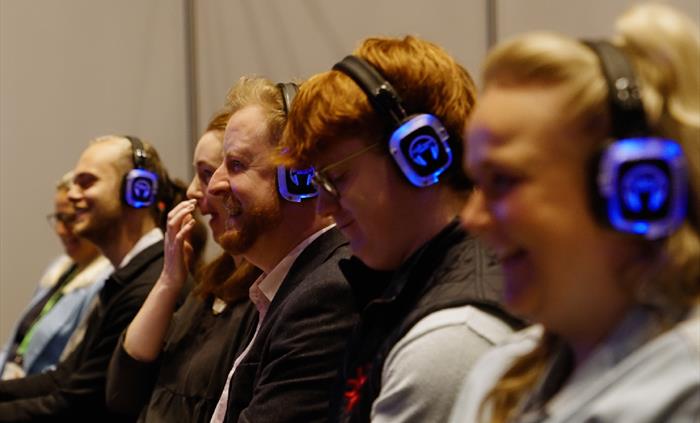 An image of Production 78 Audio Visual Equipment being enjoyed by guests attending a business event in Wales